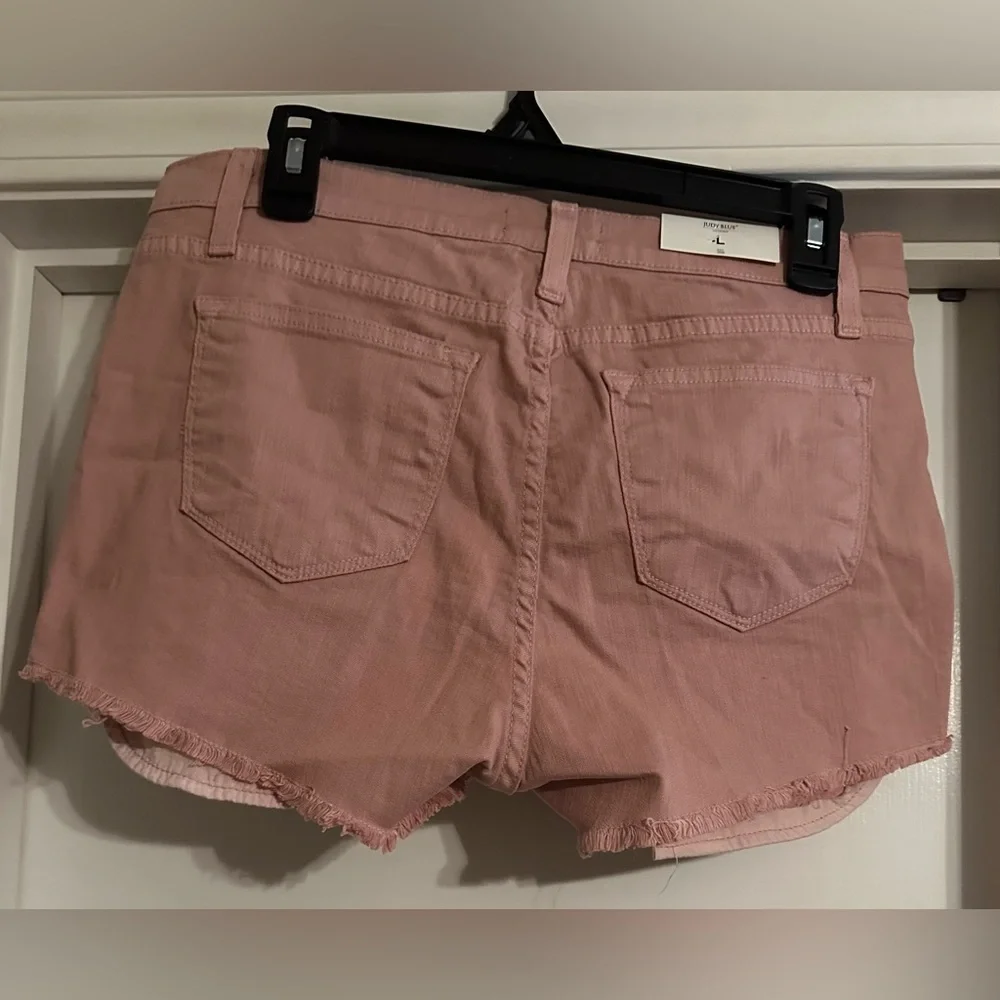 Judy Blue Pink Distressed Jean Shorts - New with Tags, Size Large - Picture 5 of 5